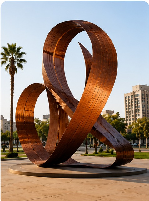 Outdoor sculpture in a public art setting
